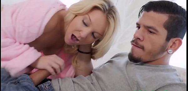  Blonde MILF stepmother Laura Bentley has family sex with stepson